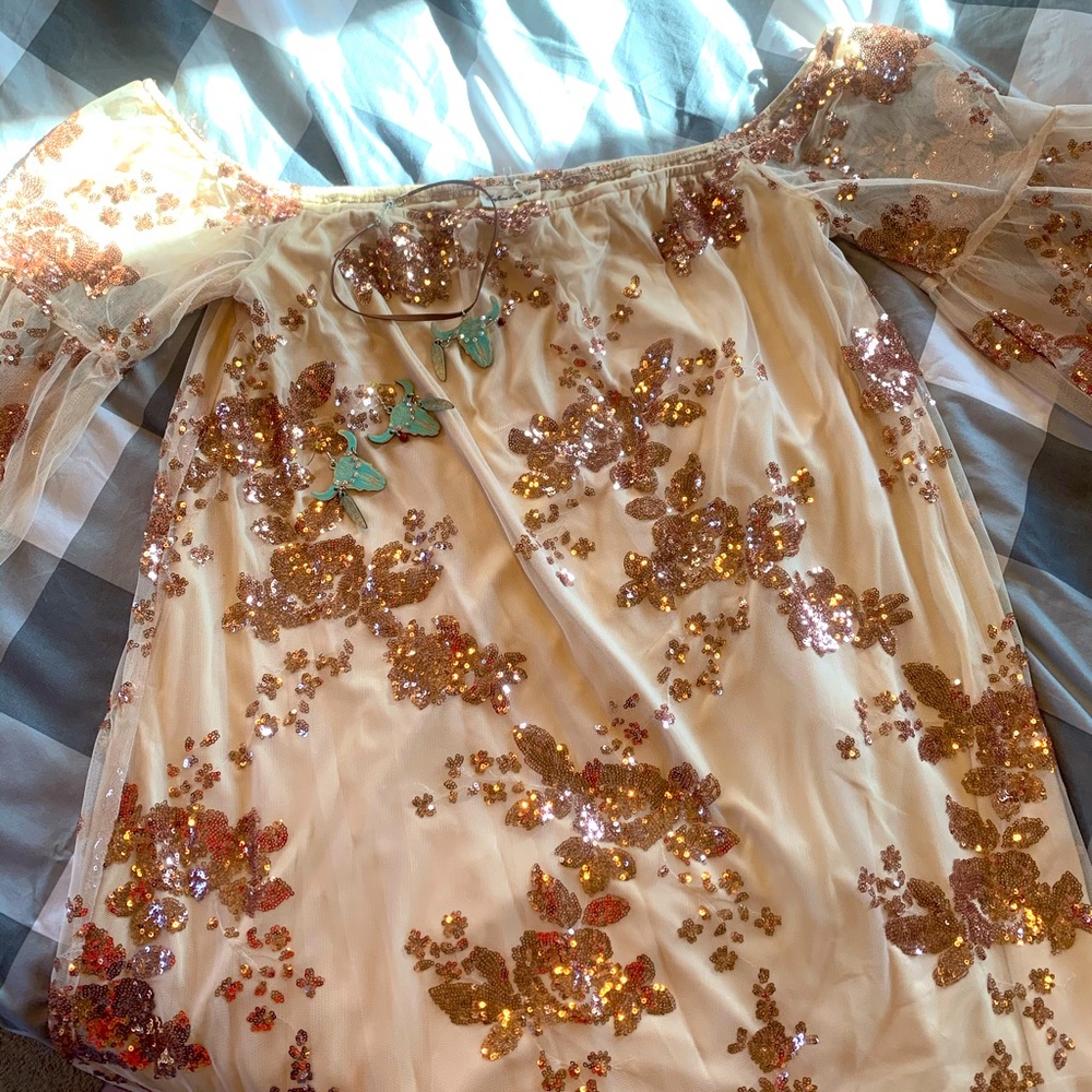 COPY - Southern Fried Chics off the shoulder bling dress